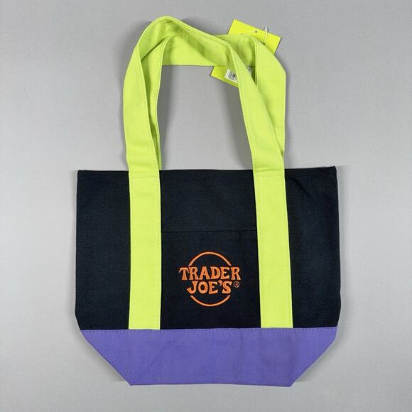 Limited Trader Joe's Mini Halloween Black Green Canvas Tote Bag - SHIPS TODAY 🎃 - Picture 1 of 7